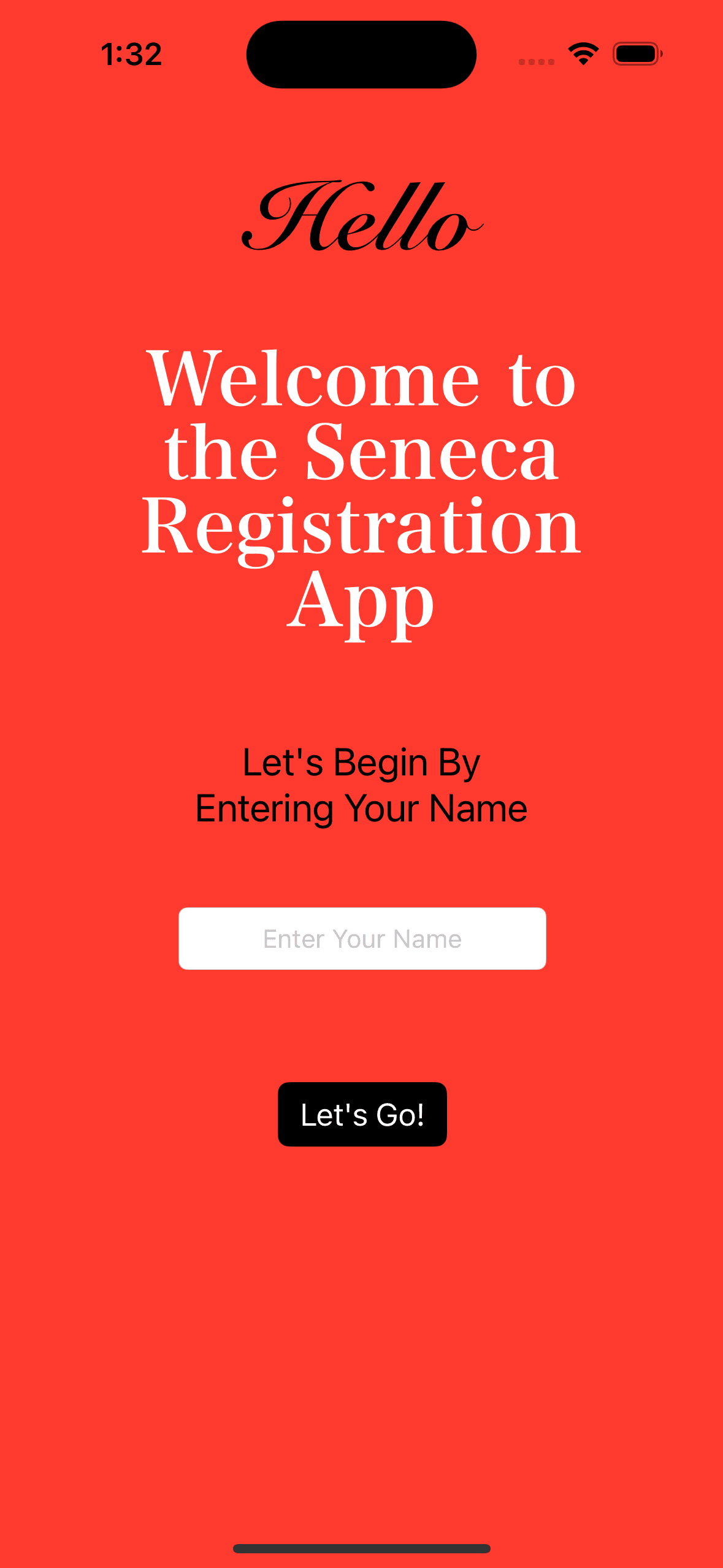iOS College Registration App screenshot 1