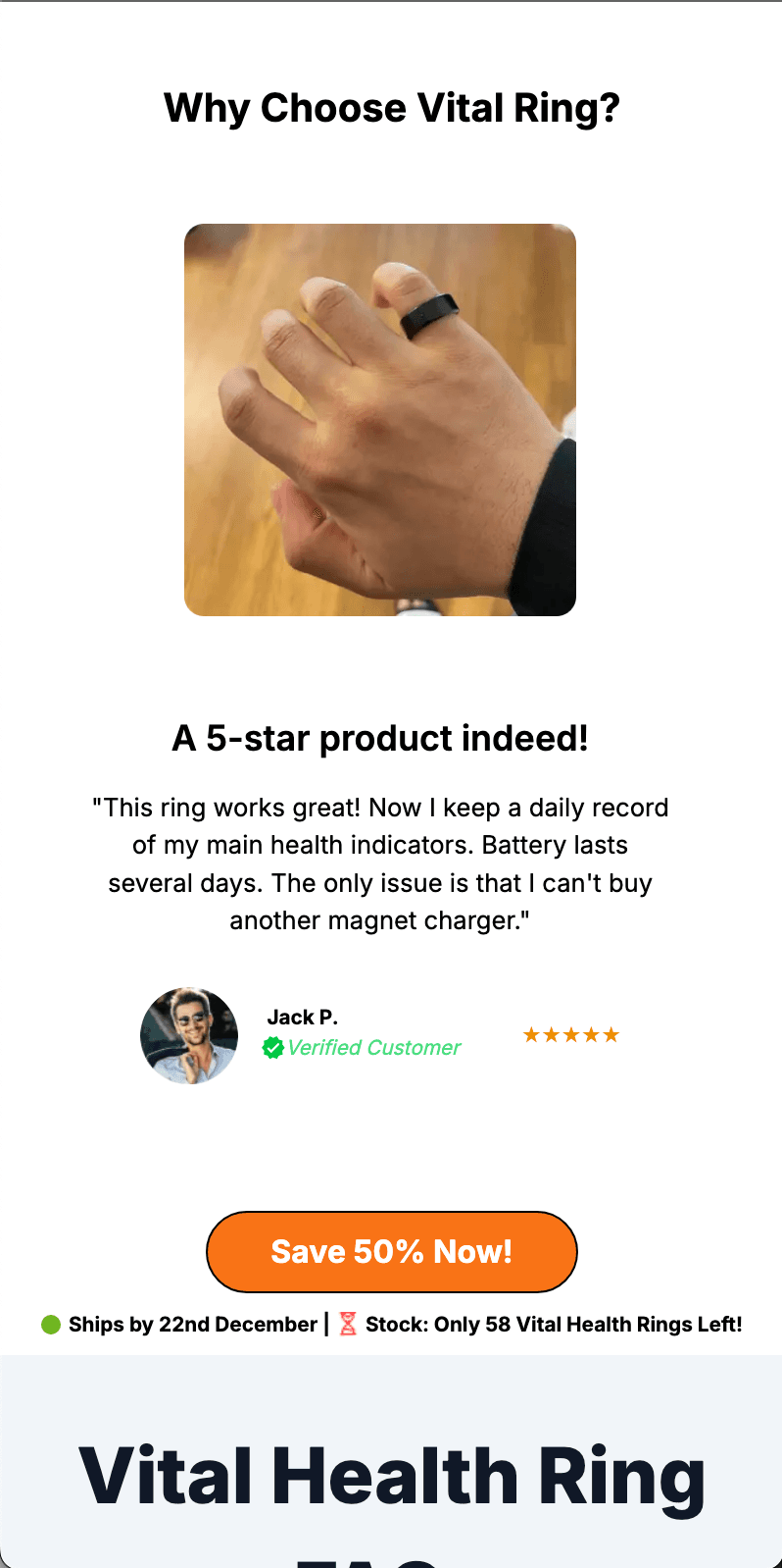 Health Tracker Ring Product Showcase Website screenshot 10