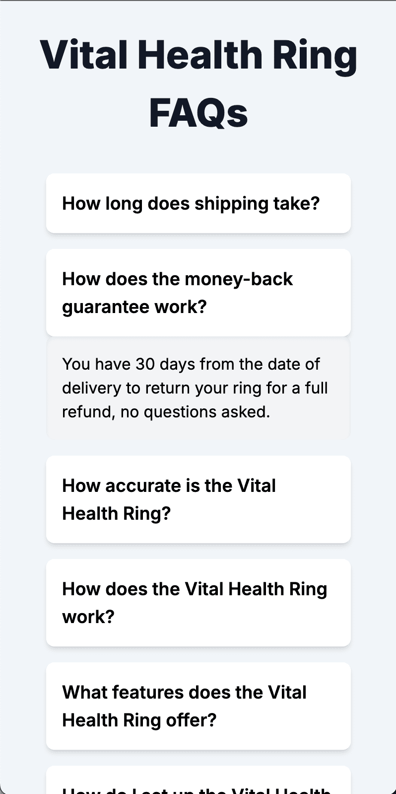 Health Tracker Ring Product Showcase Website screenshot 11