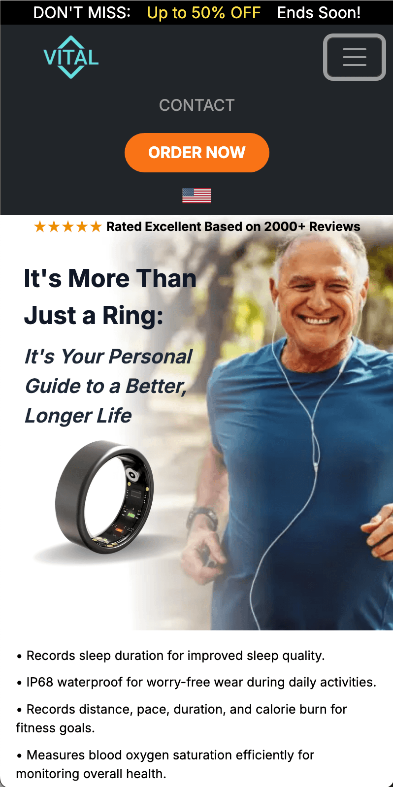 Health Tracker Ring Product Showcase Website screenshot 2