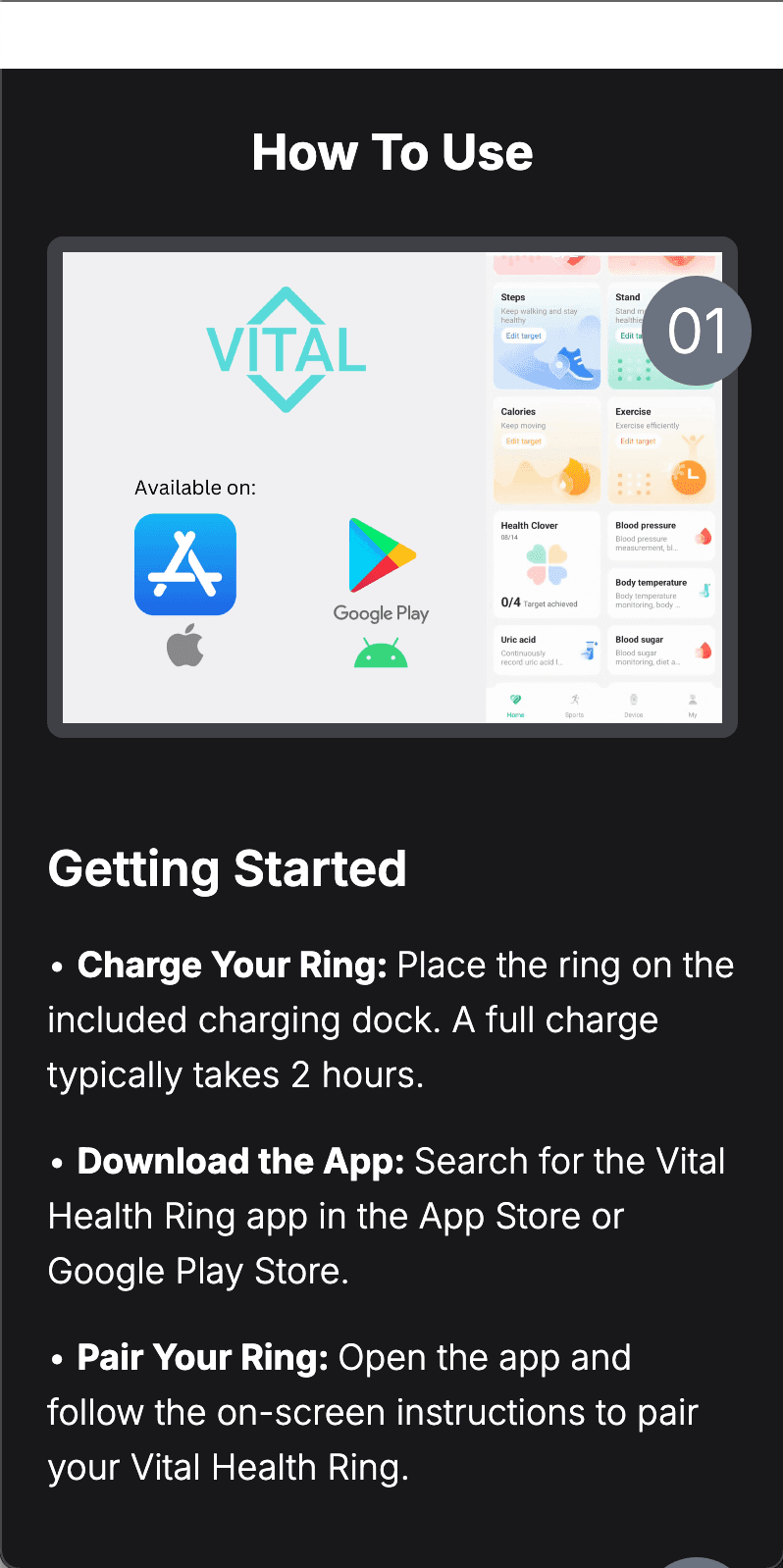 Health Tracker Ring Product Showcase Website screenshot 6