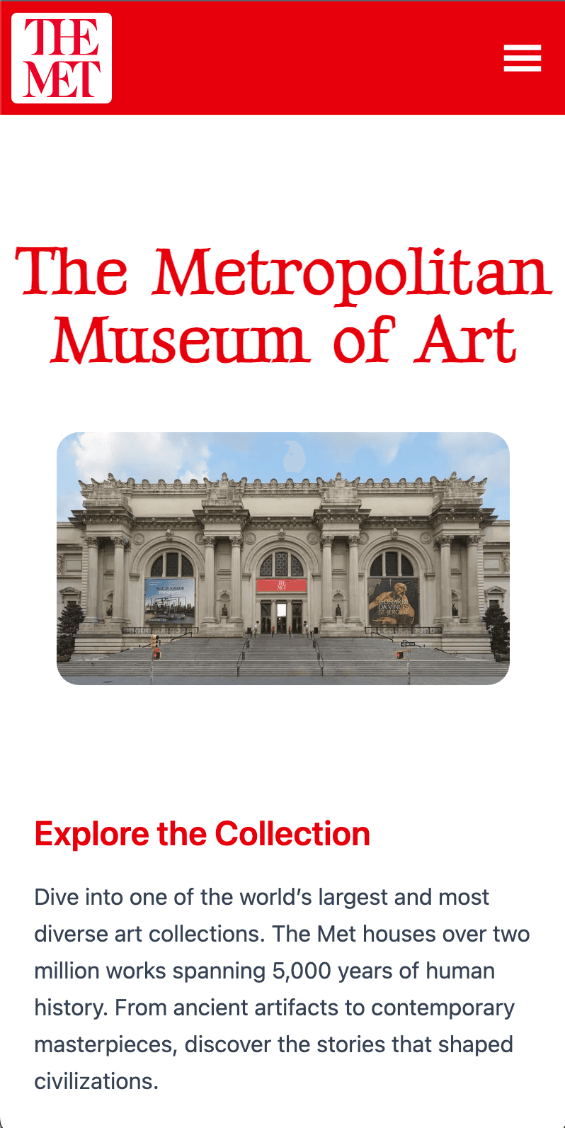 Met Gallery Web App screenshot 1
